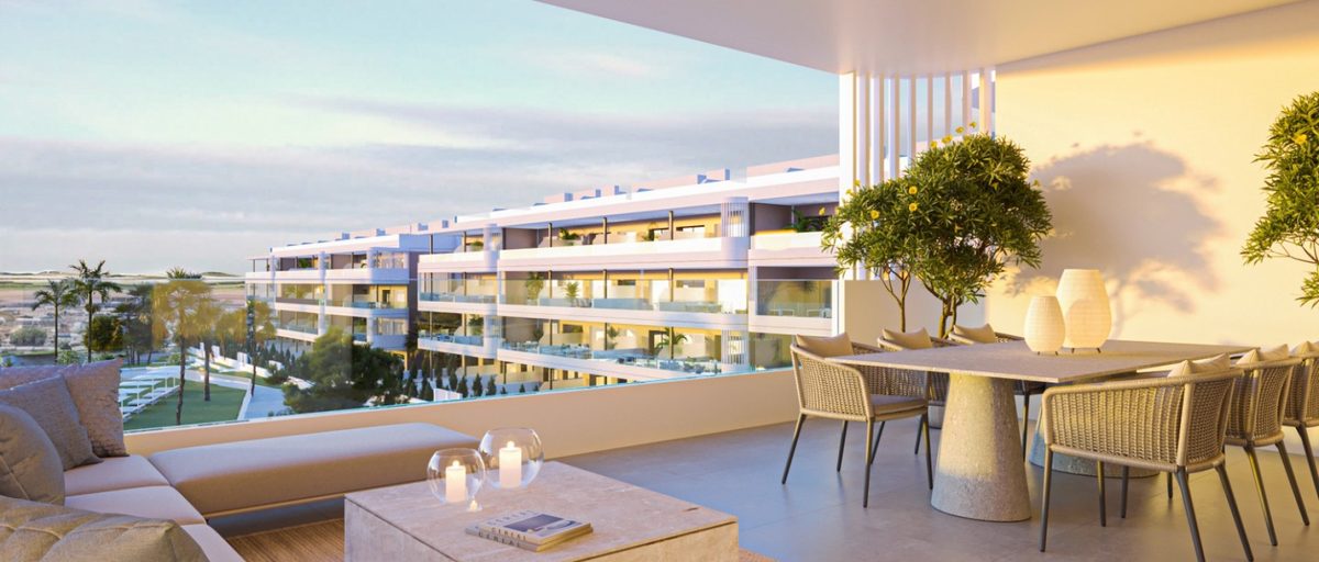 Spa et espace bien-être sur place à la résidence Sunset Village, 172 appartements neufs à La Hoya, Torrevieja, Costa Blanca